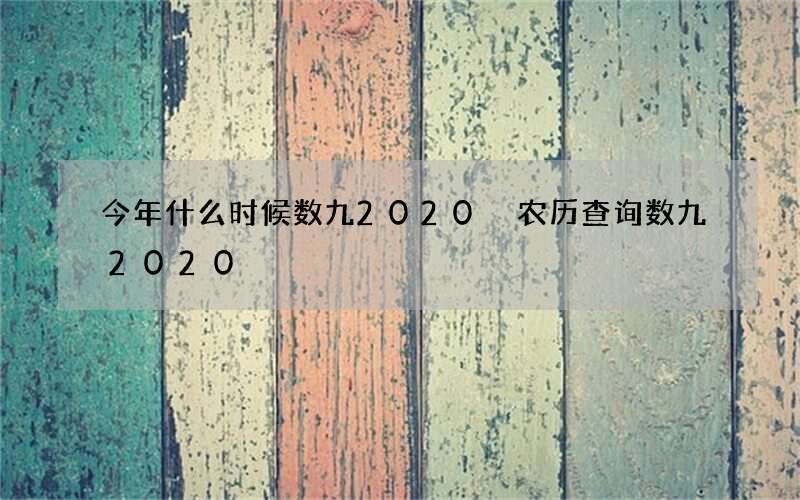 今年什么时候数九2020 农历查询数九2020